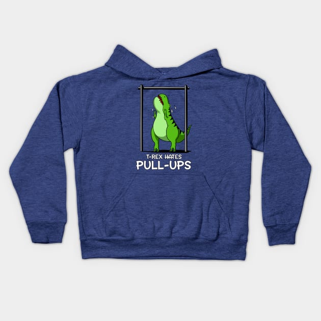 T-Rex Hates Pull-Ups Kids Hoodie by underheaven